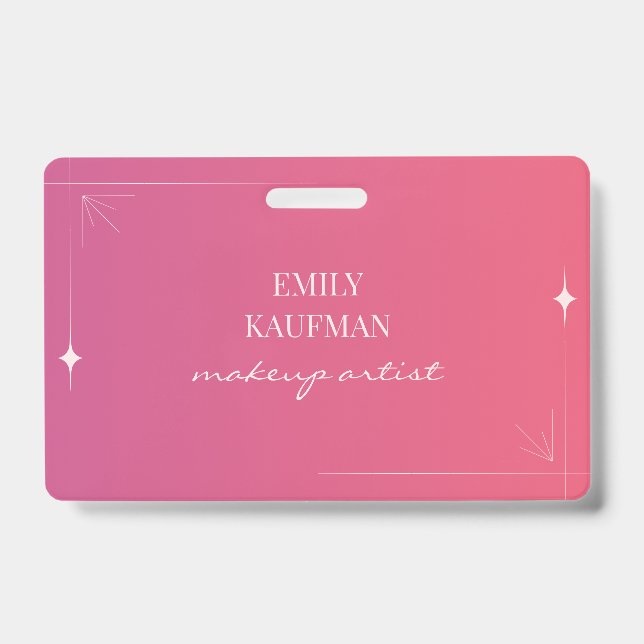 Badge Moderne Pink Gradient Maquillage Artiste (Front)