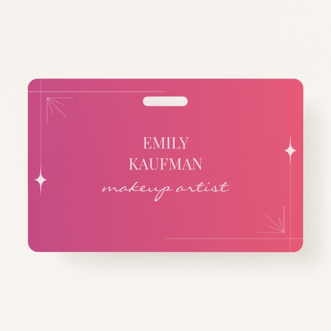 Badge Moderne Pink Gradient Maquillage Artiste (Devant)