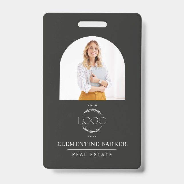 Badge Moderne pour Agent Immobilier avec Photo Arc (Avant)
