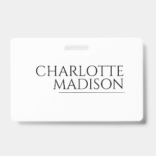 Badge Moderne Simple Blanc Tendance Minimaliste Simple