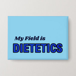 Badge "Mon domaine est la diététique" Bouton bleu clair