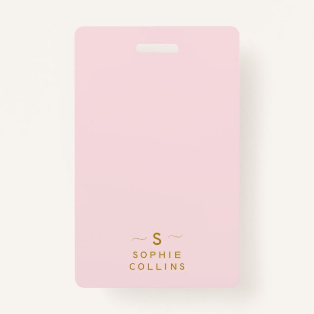 Badge Monogram Blush Pink Gold Minimalist Nom élégant (Devant)