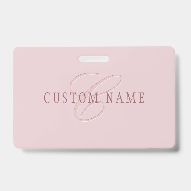 Badge Monogramme d'aspect élégant | Or rose (Avant)