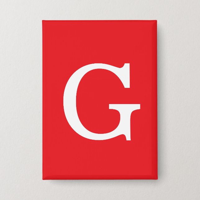 Badge Monogramme de lettre initiale rouge blanc simple (Recto)