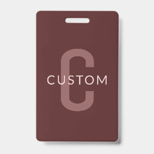 Badge Monogramme de nom d'aspect moderne Rouge bordeau