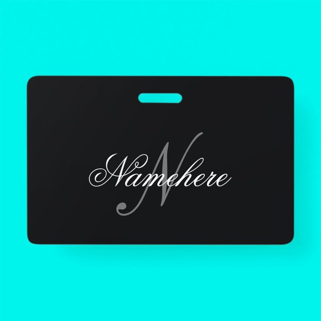 Badge Monogramme de nom personnalisé noir et blanc uniqu (Créateur téléchargé)