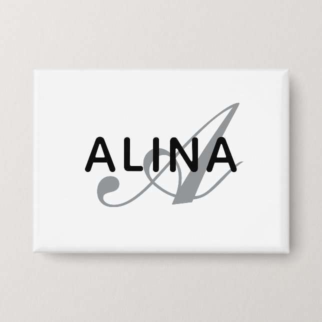 Badge Monogramme de nom personnalisé simple Rectangle 3, (Recto)