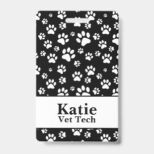 Badge Monogramme Empreinte de patte animal noir et blanc