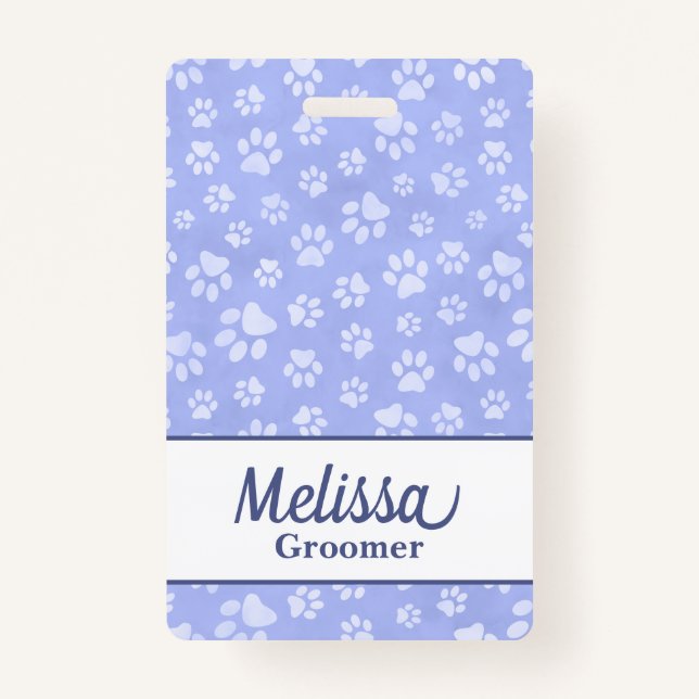 Badge Monogramme Empreinte de patte bleu clair et blanc (Devant)