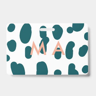 Badge Monogramme homme lettre pa pastels à pois bleus or