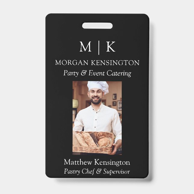 Badge Monogramme ou ajouter un logo Business Black ou ch (Face)