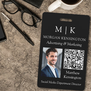 Badge Monogramme ou ajouter un logo Business Black QR Co