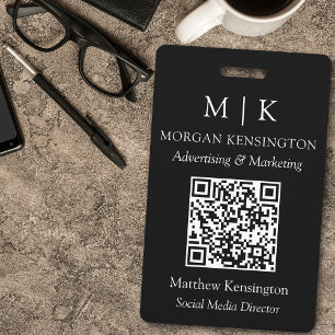 Badge Monogramme ou ajouter un logo Business Black QR Co