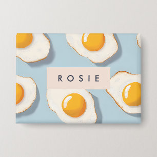 Badge Monogramme Personalisé Sunny Side Up Motif Oeuf