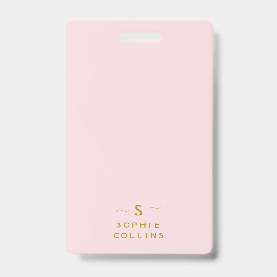 Badge Monogramme Rose Gold Minimaliste Élégant Nom