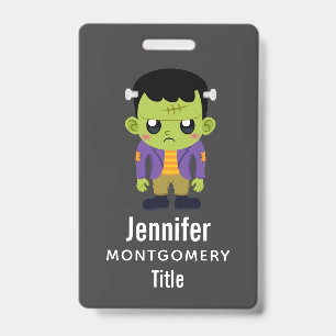 Badge Monstre de Frankenstein vert Halloween