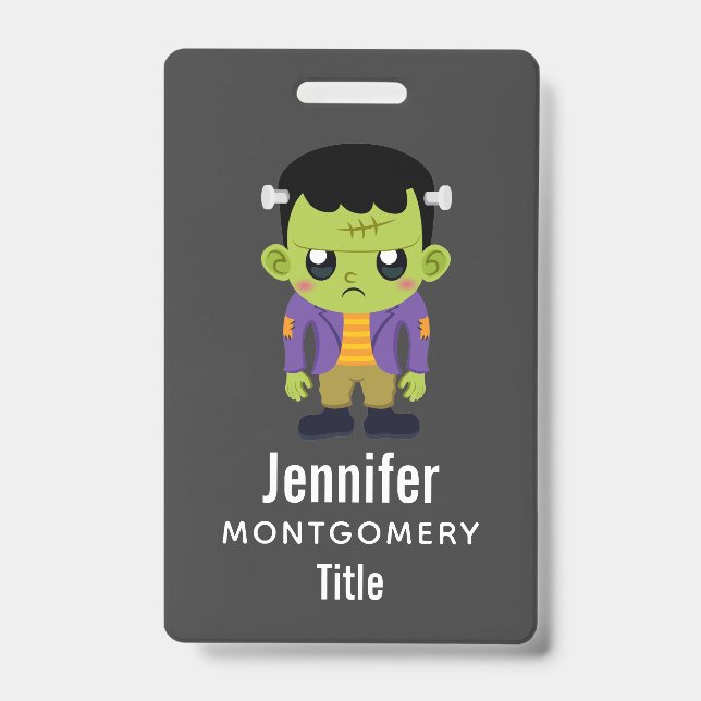 Badge Monstre de Frankenstein vert Halloween (Avant)