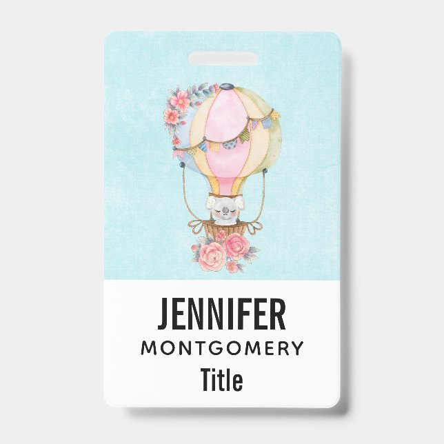 Badge Montgolfière mignonne aquarelle (Avant)