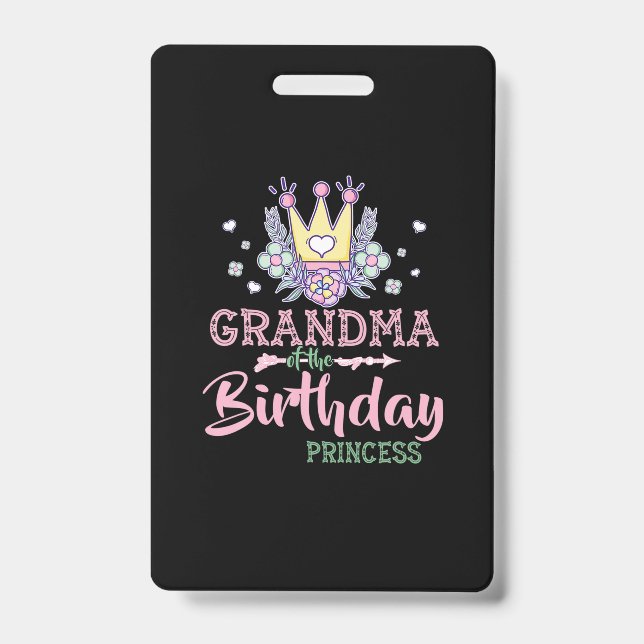 Badge Mother Art | Grand-mère de la princesse d'annivers (Avant)