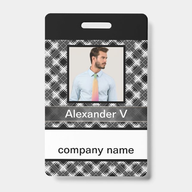 Badge Motif abstrait sans à damiers plaid (Avant)
