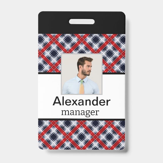 Badge Motif abstrait sans à damiers plaid (Avant)