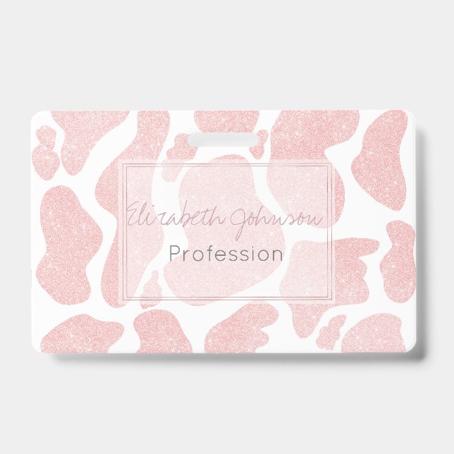 Badge Motif animal à grandes taches blanches rose gold (Avant)