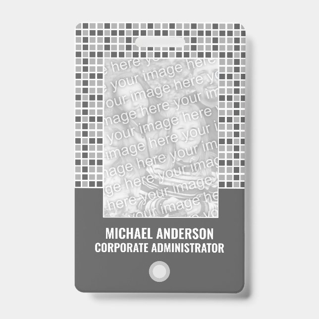 Badge Motif Carrés Gris (Avant)
