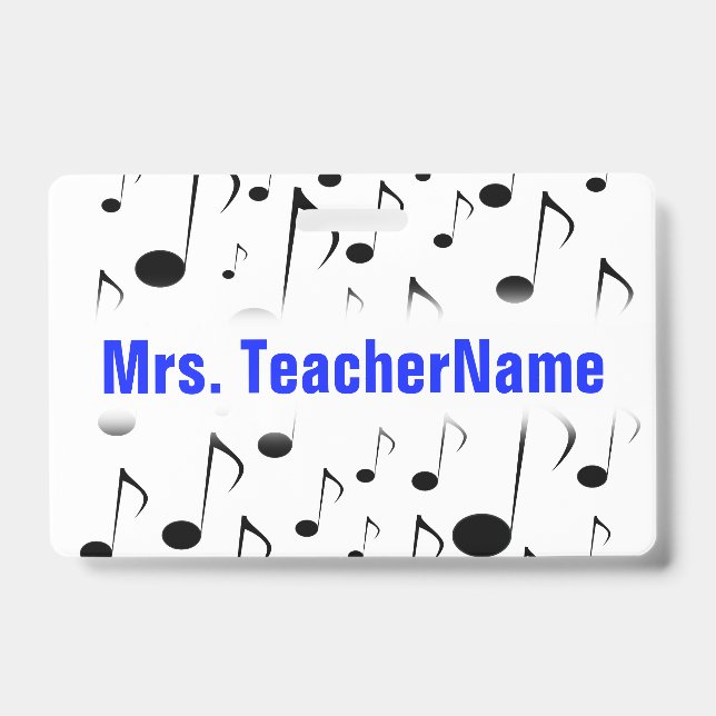 Badge Motif de beaucoup de notes musicales + Nom fait (Avant)