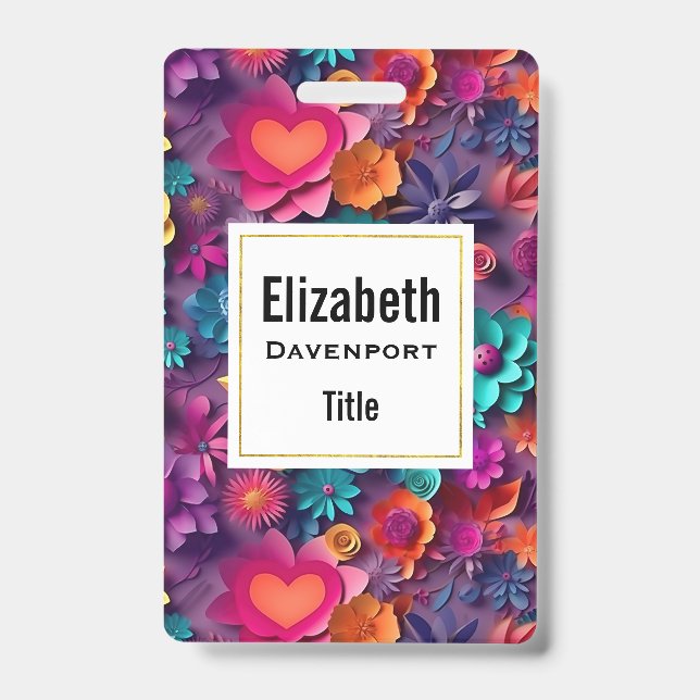 Badge Motif de fleurs printanières colorées (Avant)