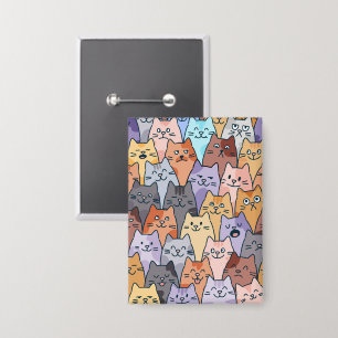Badge Motif de foule de chats colorés et mignons, visage