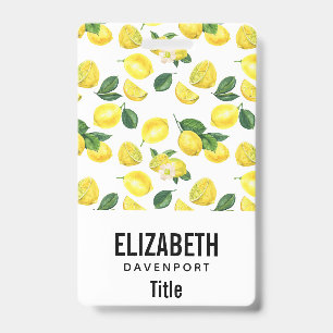 Badge Motif de fruits à l'aquarelle de citrons jaunes