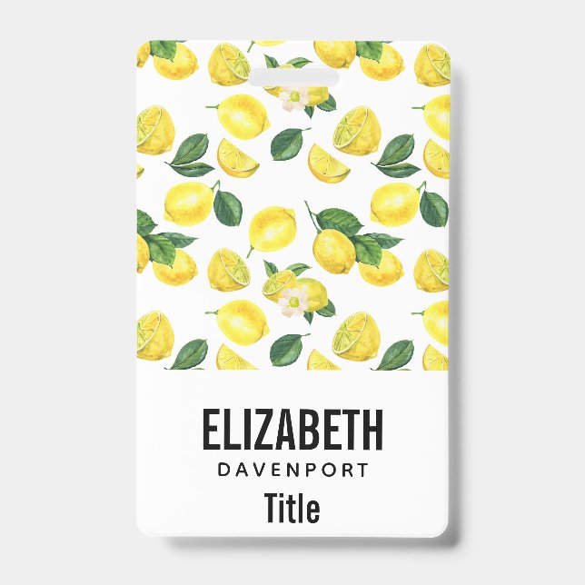 Badge Motif de fruits aux citrons jaunes (Face)