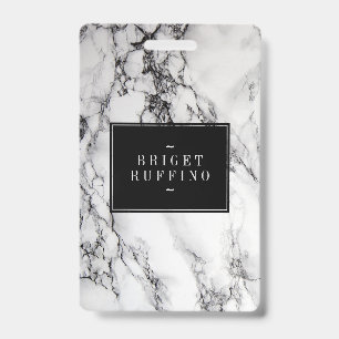 Badge Motif de marbre gris blanc et noir