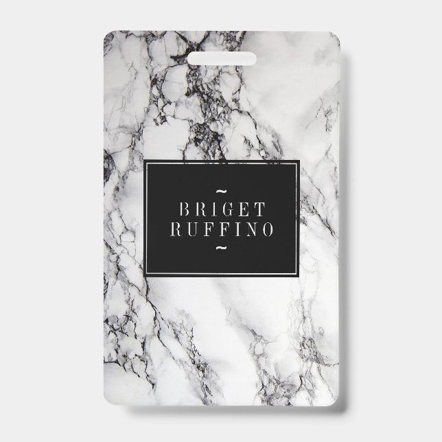Badge Motif de marbre gris blanc et noir (Avant)