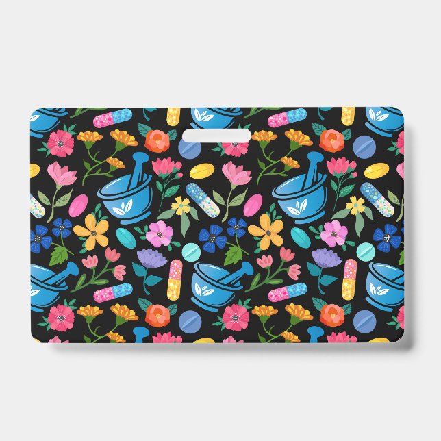 Badge Motif de pharmacie florale (Avant)