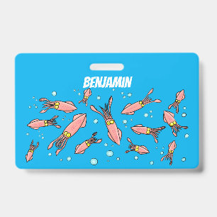 Badge Motif de poulpe de dessin animé rose drôle mignon