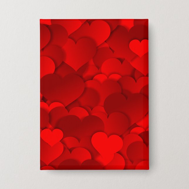 Badge Motif de texture de coeurs d'amour rouge romantiqu (Recto)