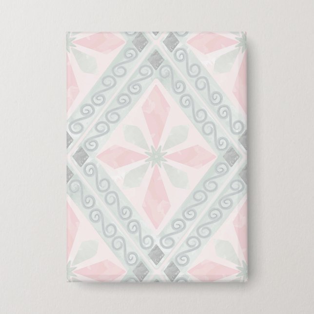 Badge Motif diamant pastel vert et rose (Recto)