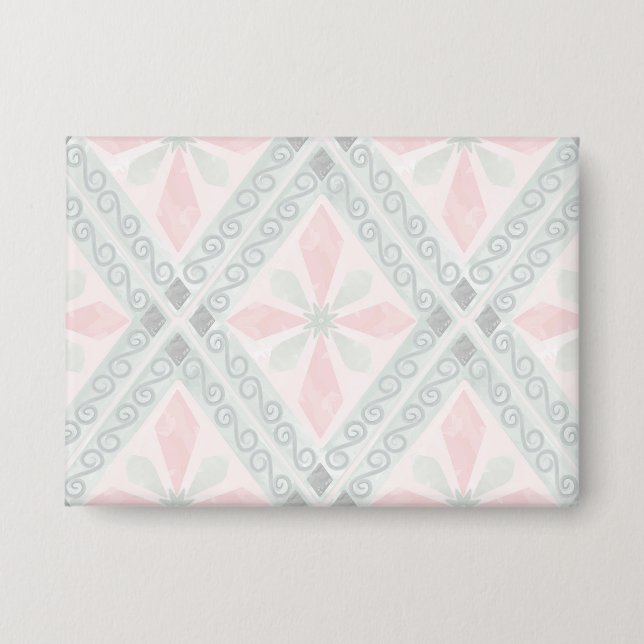 Badge Motif diamant pastel vert et rose (Recto)