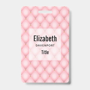 Badge Motif diamant touffeté rose de luxe