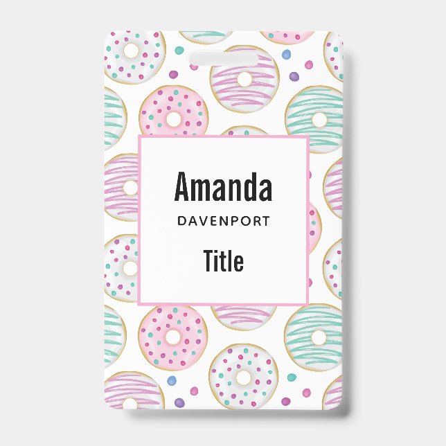Badge Motif Donut Mignon Coloré (Avant)