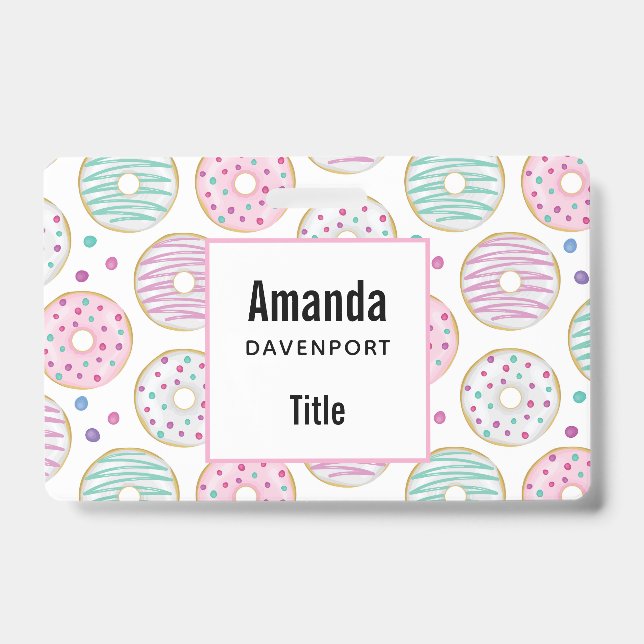Badge Motif Donut Mignon Coloré (Avant)