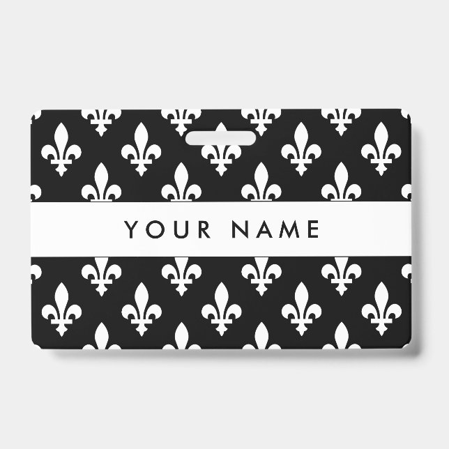 Badge Motif Fleur de Lis, Français, Royal, Blanc (Avant)