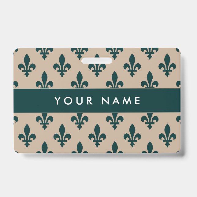 Badge Motif Fleur de Lis, Français, Royal, Vert (Avant)