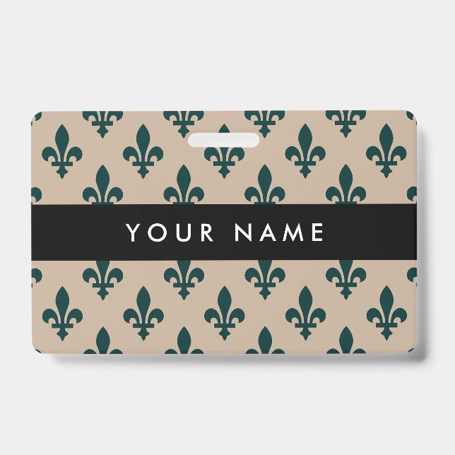 Badge Motif Fleur de Lis, Français, Royal, Vert (Avant)