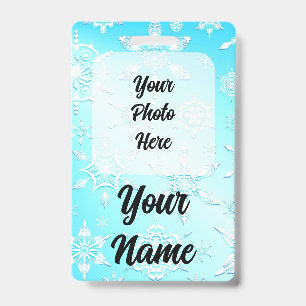 Badge Motif Flocons de Neige Cristallins