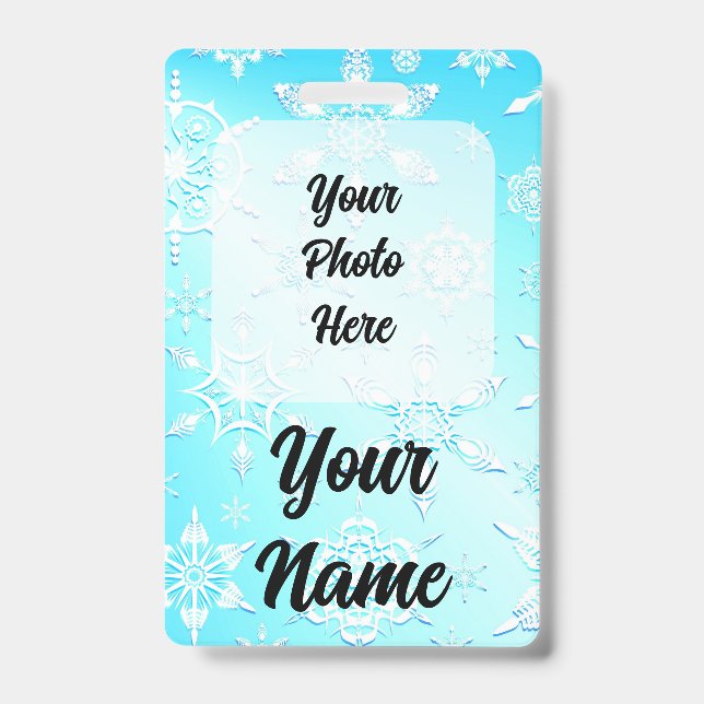 Badge Motif Flocons de Neige Cristallins (Avant)