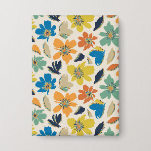 Badge Motif floral bohème dessiné à la main de manière a