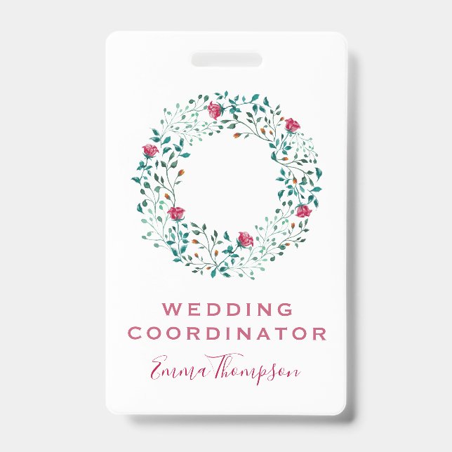 Badge Motif Floral Rustique & Foliage Vert | MARIAGE (Face)