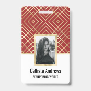 Badge Motif géométrique Art Déco rouge de la Chine moder